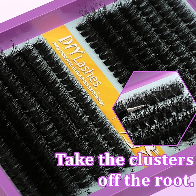 Lash Cluster 280 Pcs DIY Lash Clusters Extensions - 80D+60D Soft Wispy D Curl Eyelash Clusters for Home Makeup 9-18 mm Waterproof Cluster Eyelash Extensions