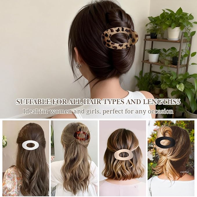 8PCS French Flat Hair Clips for Women Girl Matte Lay Flat Claw Clips Large Strong Hold Barrettes for Thick Thin Hair French Duckbill Styling Accessories for Daily Styling ﻿