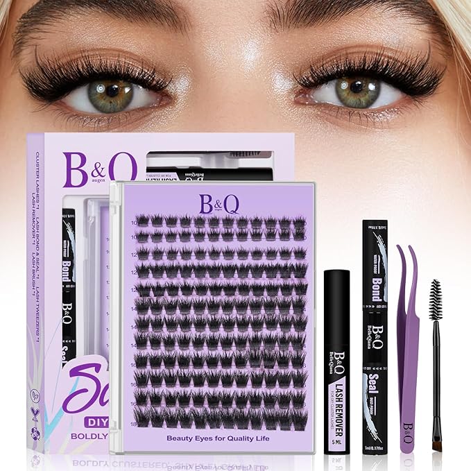 B&Q Manga Lash Clusters Kit SalonSpike 03 10-18mm Mixed Fluffy Eyelash Clusters 144pcs Easily Achieve Salon-quality Lash Extension Results Perfect for Beginners to DIY at Home.(KIT-SalonSpike 03)