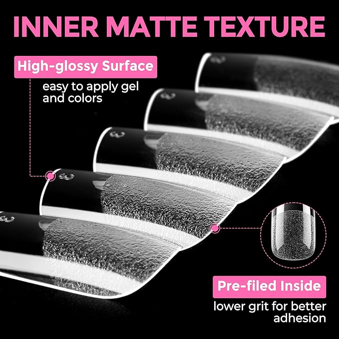 UNA GELLA Short Square Gel Nail Tips 216pcs Short Square Press on Nails Pre-shape Fake Nails for Full Cover Acrylic Nails False Nails For Nail Extension Home DIY Nail Salon 12 Sizes Gelly Tips