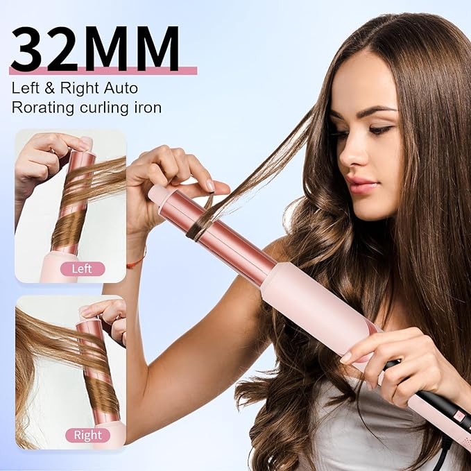 9 in 1 Hair Styler & Air Dryer Brush Curler, 110,000 RPM High-Speed Negative Ionic Foldable Hair Dryer Fast Drying, Multi Professional Hot air Styler for Curling Volumizing Straightening Styling(Pink)