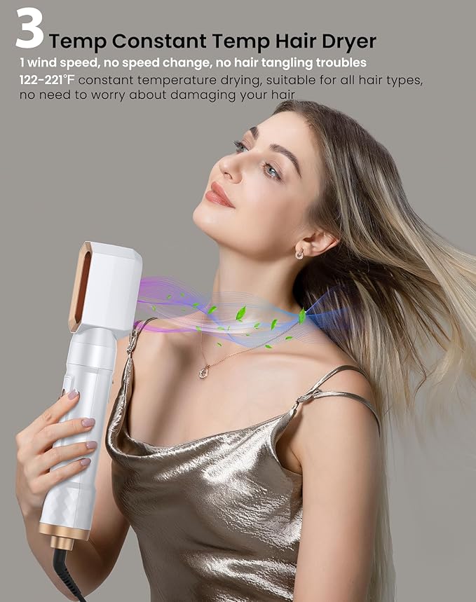 Ukliss Hair Dryer Brush 6 in 1 & Blow Dryer Brush | Controlled Airflow for Effortless Auto-Wrap Curls & Frizz-Free Shine, Salon Styling at Home for All Hair Types with ALCI Plug