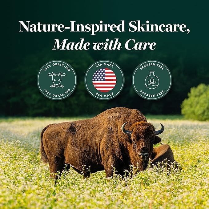 Bison Tallow Face Moisturizer & Neck Cream - Hydrating Moisturizer Face Cream with Bakuchiol and Hyaluronic Acid, Anti Aging Face Cream for Women, Grass-Fed, Fragrance Free 2 oz