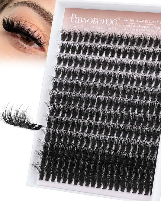 Pawotence Wispy Lash Clusters 12-22mm Cluster Eyelash Extensions 240pcs Individual Lashes Clusters Fairy Spikes Eyelash Clusters Lashes Extension