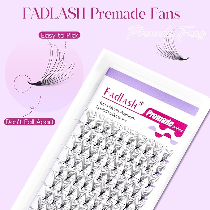 FADLASH Premade Lash Fans D Curl Premade Fans Eyelash Extensions 10D 0.07 Volume Lash Fans Premade Handmade Premade Lash Extensions Fans (10D-0.07-D, SCH)