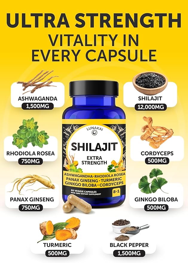 Lunakai USA Made Collagen Gummies & Shilajit Capsules Bundle - Hair, Skin, Nails, and Energy Support