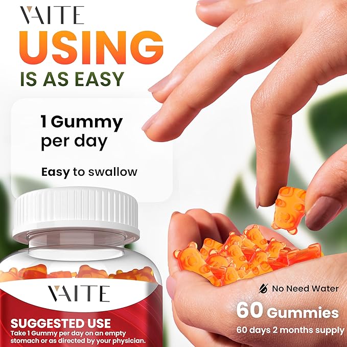 VAITE Copper Supplement Gummies 10 mg Amino Acid Chelate – Trace Mineral That Plays a Role in Collagen Formation, Gentle on Stomach, Supports Daily Nutrition & Balance – Vegan, Non-GMO, 60 Count