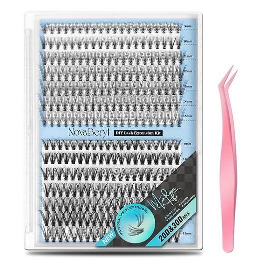 Madam Fifi 20D & 30D Lash Clusters, DIY Individual Lash Extensions, Soft Reusable Natural Eyelashes, 0.07mm C Curl, Mixed Lengths 9-15mm, Natural Look False Lashes