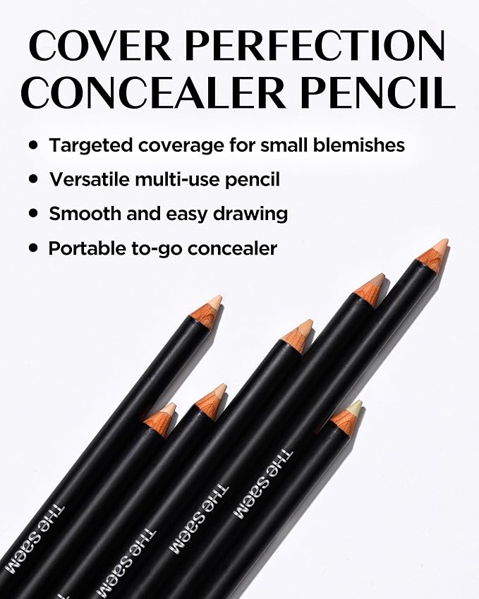 THESAEM Cover Perfection Ideal Concealer Pencil 0.04oz - 1.5 Natural Beige for Neutral Medium Skin Tones 21-23 - Slim Multi-Use Pencil for Blemishes, Dark Circles - Korean Makeup Concealer Stick