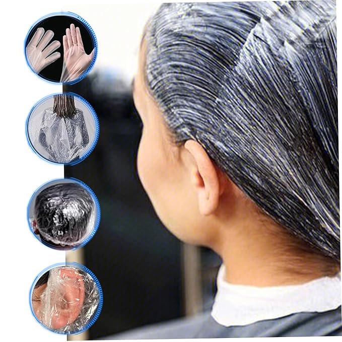 Hair Dye Kit Disposable Hair Bleach Kit DIY Dying Include Gloves, Ear Caps, Shower Cap, Shawl, Dying Accessory for Salon