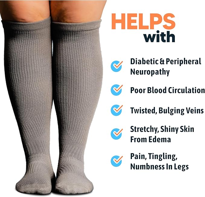 Viasox Compression Socks for Women and Men, Knee High Socks 12-15 mmhg Circulation Support for Flight, Travel, Daily