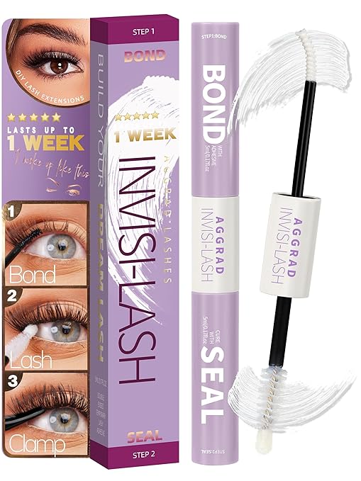 Clear Lash Cluster Glue Bond and Seal Waterproof 150H Super Strong Hold Long-Lasting for Eyelash Clusters Extensions Kit DIY Self Adhesive 2 in 1 Individual Lash Glue Clear Bonder & Sealant