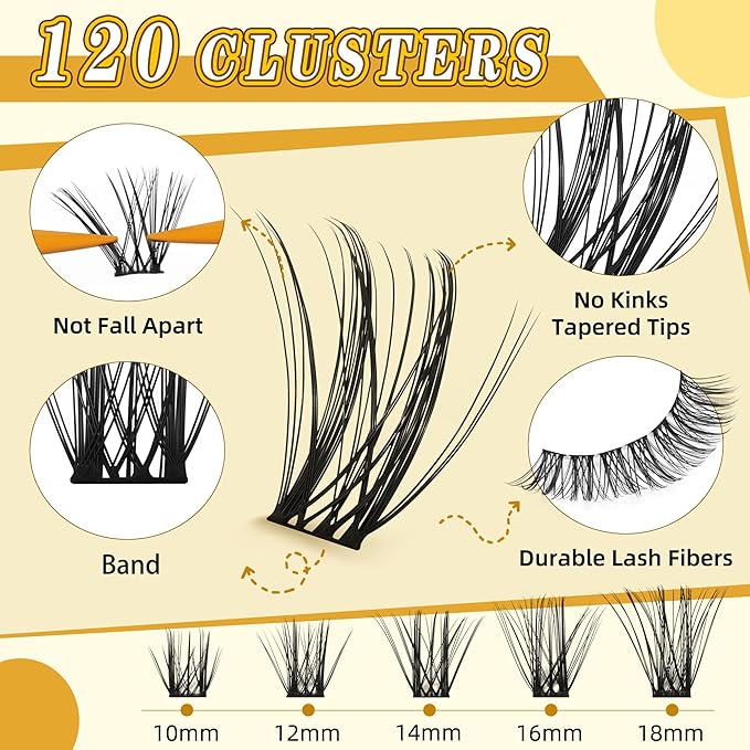 Leefrei Eyelash Clusters 10-18mm Wispy Eyelash Clusters D Curl DIY Cluster Lash Extension Kit Individual Lashes Kit With Bond & Seal, Glue Remover, Tweezers(LF03 Lashes Set)