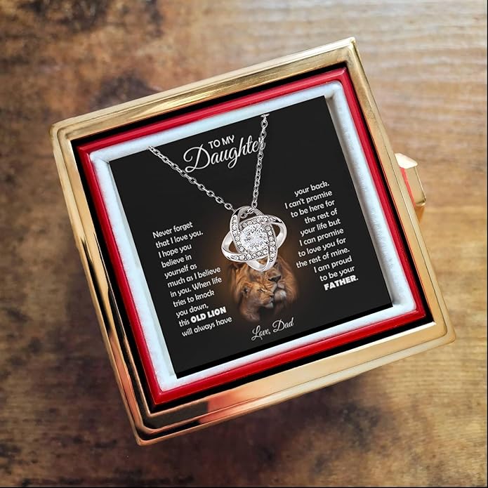 To My Beautiful Daughter Necklace from Mom & Dad | Cubic Zirconia Pendant with Heartfelt Message Card & Gift Box | Daughter Birthday, Graduation, Christmas Jewelry Gift from Parents
