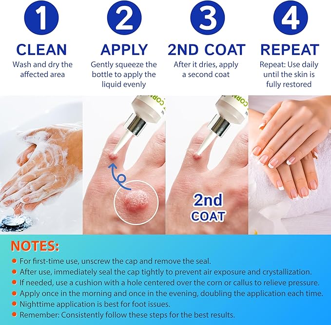 Ulensy Corn Remover Liquid for Toes Feet: 20ml Salicylic Acid for Foot Corns Calluses Wart Removal at Work Home - Safe for Kids Teens Adults Seniors Athletes Runners Workers Men Women