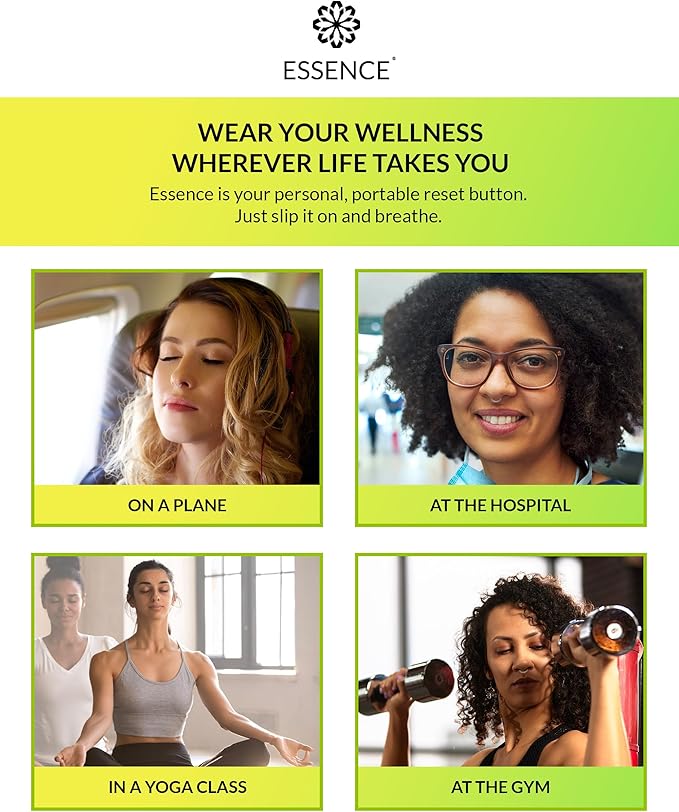 Essence Wearable Aromatherapy Nasal Diffuser – Lemon-Lime Essential Oil Nose Ring Silicone Inhaler for Stress & Mood Support - Made in USA & Travel-Friendly (3 Pack)