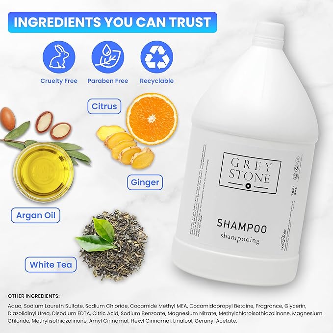 LodgMate Grey Stone Shampoo | 2 Gallons | For Hotel & Vacation Rentals to Refill Shower Dispensers (256 fl oz)