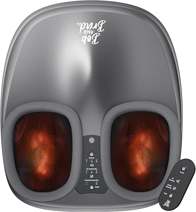 BOB AND BRAD Shiatsu Foot Massager with Heat and Remote,Valentine‘s Day Gifts for Her Him,FSA Eligible HSA Deep Kneading Electric Feet Massager for Plantar Fasciitis, Fits US Size 12