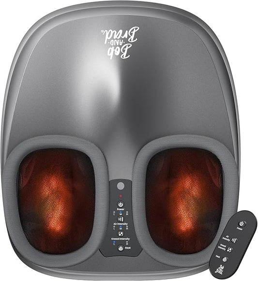 BOB AND BRAD Shiatsu Foot Massager with Heat and Remote,Valentine‘s Day Gifts for Her Him,FSA Eligible HSA Deep Kneading Electric Feet Massager for Plantar Fasciitis, Fits US Size 12