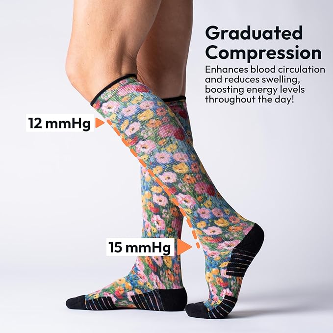 Viasox Compression Socks for Women and Men, Knee High Socks 12-15 mmhg Circulation Support for Flight, Travel, Daily