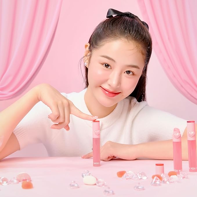 YNM Heart Jelling Tint, CHERRY JELLING, Silicone Lip Brush Included, K-Beauty, Non-Sticky, Moisturizing, Smudge-Proof, Korean Lip Tint, Long-Lasting, Vivid Color, 0.09 oz