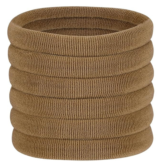 60 Pcs 2 Inch Light Brown No Damage Hair Ties for Women Thick Hair, Large Soft Seamless Nylon Fabric Elastic Hair Ties Ponytail Hair Holders Hair Elastics Hair Band for Women