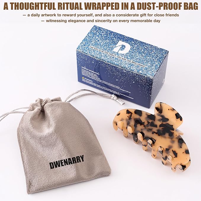 Big Hair Claw Clips for Thick Hair, Tortoise Shell Nonslip Large Hair Clips, Celluloid Butterfly Jaw Clips, Strong Hold for Women (Leopard Print)