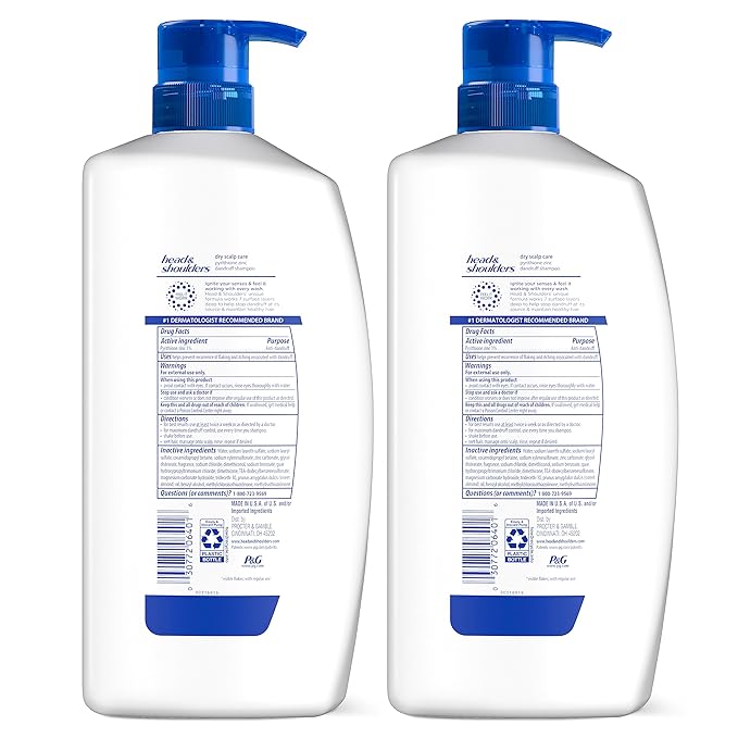 Head & Shoulders Anti-Dandruff Shampoo, Dry Scalp Care Shampoo Twin Pack, 1% Pyrithione Zinc and Almond Oil for Itch and Dryness Relief, Paraben-Free, 32.1 fl oz Each
