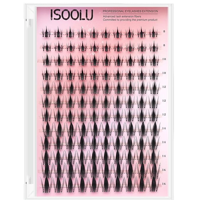 ISOOLU Fairy Lash Clusters Manga Individual Lashes C Curl Wispy Eyelash Clusters WideSpan Eyelash Extension Kit with Lash Bond and Seal Wet-Look Spiky Cluster Lashes (Fairy)