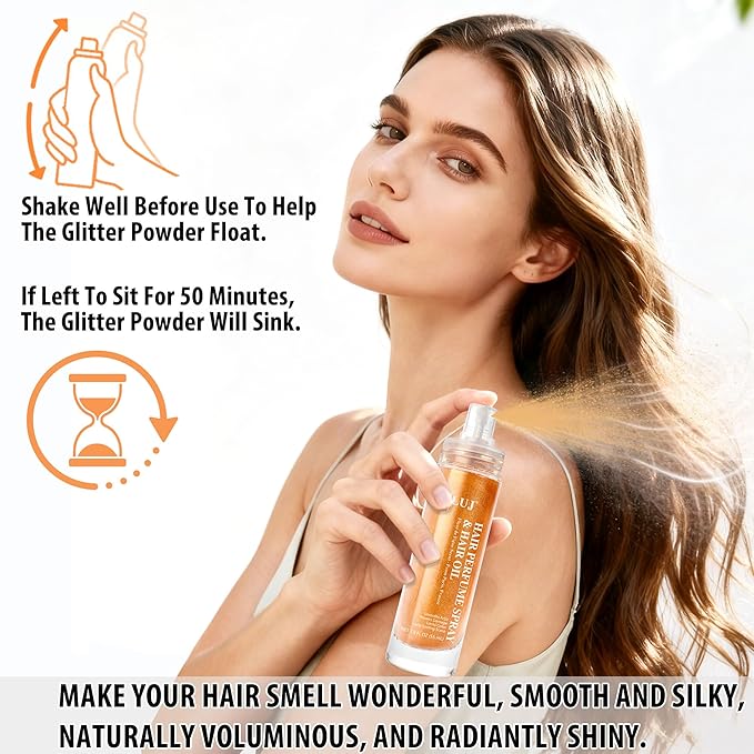 SLUJ Hair Perfume for Women - Hair Mist with Argan Oil & Bronze Shimmer, Lightweight Hair Oil Spray for Dry Hair, Heat Protection Spray for Hair, Long Lasting Hair Scent