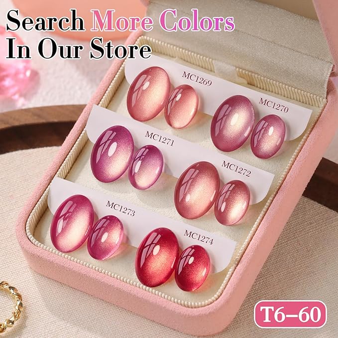 Double Rhythm 0.5 OZ Cat Eye Gel Polish with Magnet 15ML Holographic Glitter Shimmer Translucent Jelly Color Magnetic Nail Polish Salon DIY at Home (Dreamy Peach-MC1271)