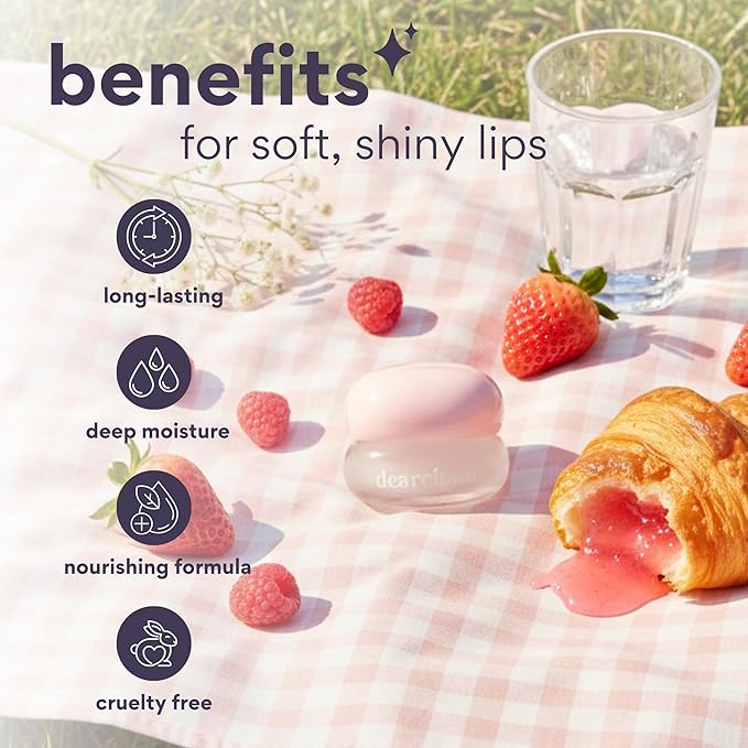 dearcloud Dewy Lip Jam – Hydrating Lip Balm & Gloss with Vitamin E, Korean Skincare (Crystal)