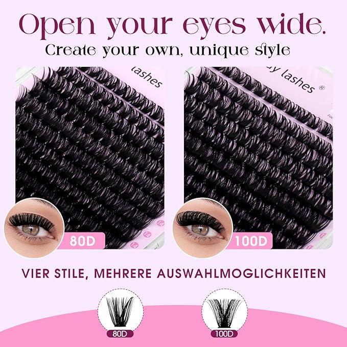 Lash Clusters DIY Individual Lashes 10-18mm D Curl Fluffy Eyelashes Extension 80P+100P Wispy False Eyelashes Volume Thick Eyelash Extension（28-80P+100P-07-D-1018）