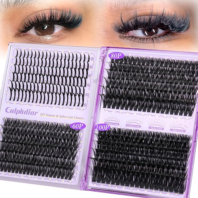 Lash Clusters with Spikes 60D-100D Volume Eyelash Clusters Spiky Individual Lashes Clusters 10-22mm Cluster Eyelash Extensions Wispy Cluster Lashes DIY Mega Lash Extension Manga by calphdiar
