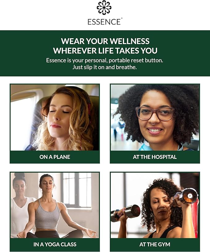 Essence Wearable Aromatherapy Nasal Diffuser – Eucalyptus Essential Oil Nose Ring Silicone Inhaler for Stress & Mood Support - Made in USA & Travel-Friendly (3 Pack)