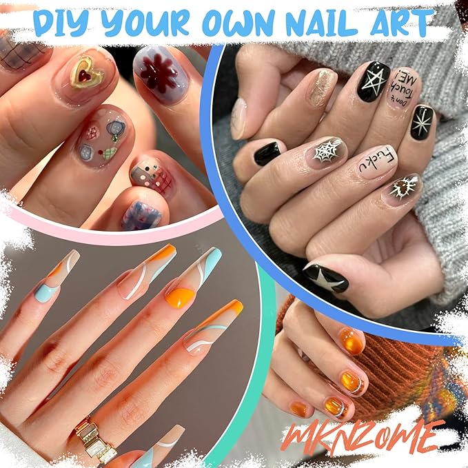 MKNZOME 12 Color Nail Art Pens for Painting Nails, 0.7 MM Nail Polish Pens Drawing Point Liner Acrylic Painted Pen Kit, Waterproof Quick-drying for DIY Design Manicure Tools Christmas Gifts