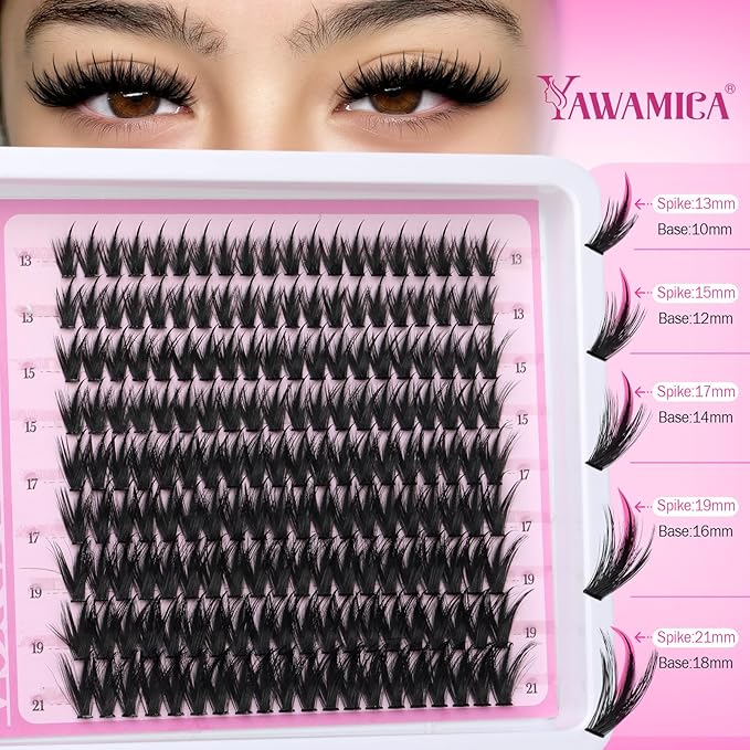 Yawamica Manga Lash Clusters Wispy Lash Extension Kit Spiky Fairy Eyelash Clusters Anime Cluster Eyelash Extensions Lashes Clusters Kit Build in Spikes with Lash Bond and Seal Remover DIY Lash at Home