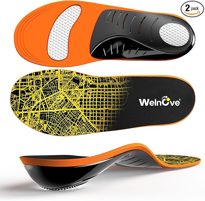 Plantar Fasciitis Arch Support Insoles - Welnove Heavy Duty High Arch Inserts Standing All Day, Fatigue Reduce - Orthotic Cushion for Foot Pain, Flat Feet, Heel Spurs, Man & Women, Fit Most Shoes (XS)