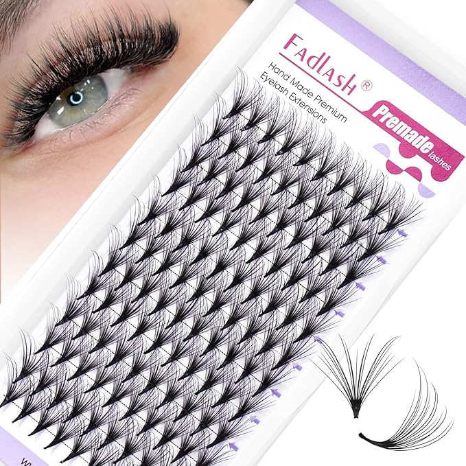 FADLASH Premade Lash Fans D Curl Premade Fans Eyelash Extensions 20D 0.07 Volume Lash Fans Premade Handmade Premade Lash Extensions Fans (20D-07D, Camellia)