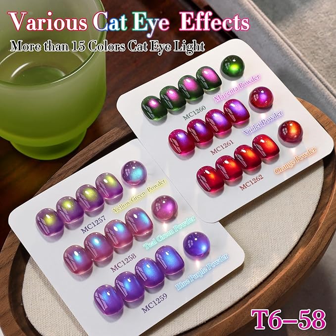 Double Rhythm 0.5 OZ Cat Eye Gel Polish with Magnet 15ML Holographic Glitter Shimmer Translucent Jelly Color Magnetic Nail Polish Salon DIY at Home (Navy Blue-MC1259)