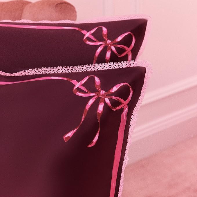 slip Queen Silk Pillowcase – Crimson Kiss Limited Edition with Lace Trim – 100% Pure Mulberry Slipsilk™ – Anti-Frizz, Anti-Aging, Invisible Zipper Closure