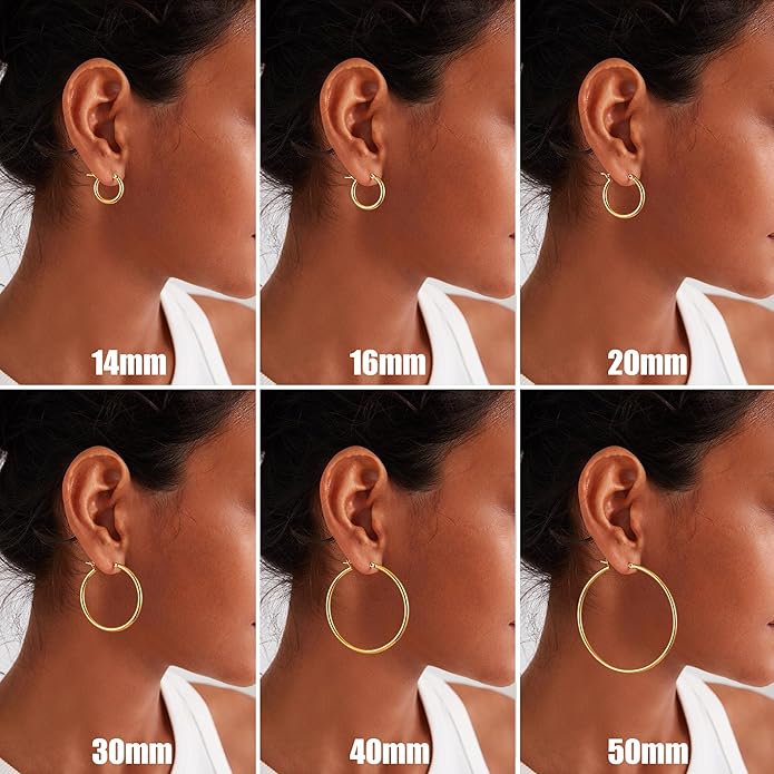 Gacimy Gold Hoop Earrings for Women 14K Real Gold Plated Hoops with 925 Sterling Silver Post