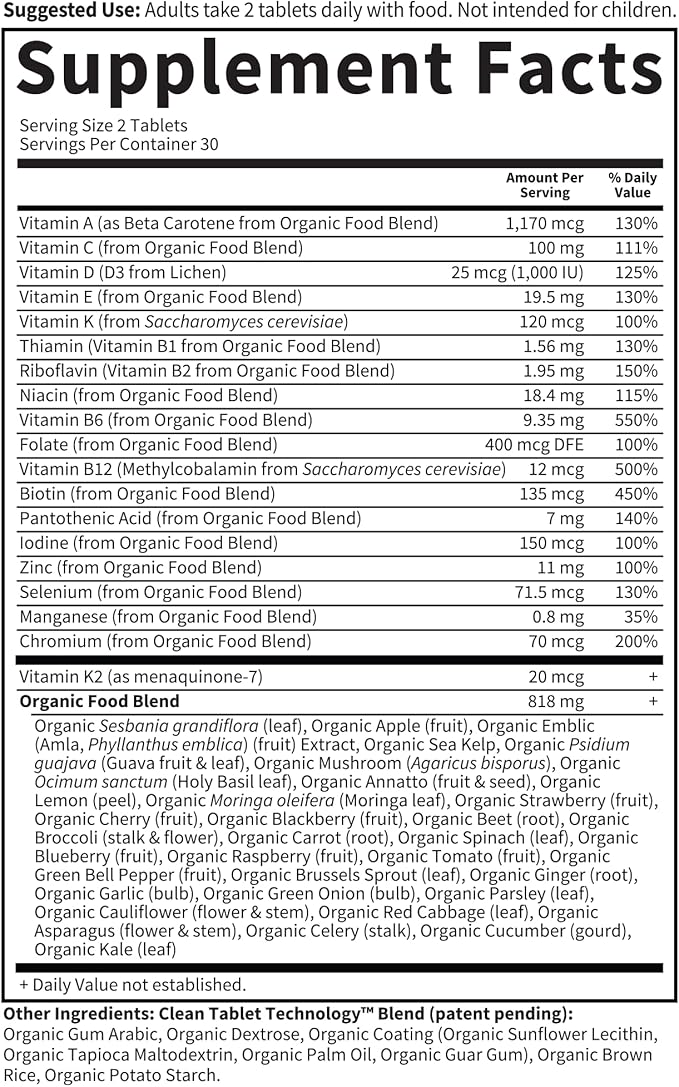 Garden of Life Organics Whole Food Multivitamin for Men, 60 Tablets, Vegan Mens Vitamins and Minerals for Health and Well-Being, Certified Organic Vegan Multi