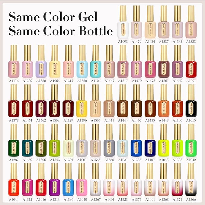 Double Rhythm 0.50 OZ Gel Polish Hema Free Same Color Same Bottle Golden Round Translucent Neutral Natural Milky 15 ML Jelly UV Polish Art DIY at Home (Navy Blue-C1107)