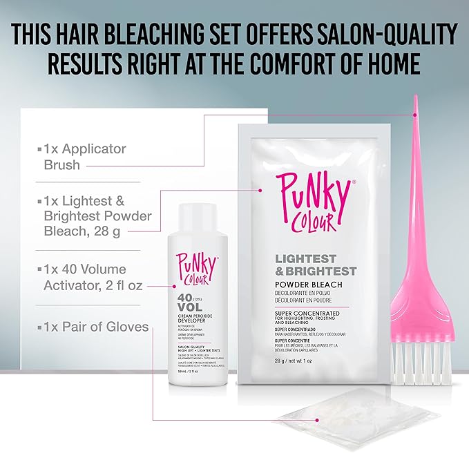 Punky Colour Lightning Fast 40 Volume Hair Bleach Kit - At-Home Lightening & Toning, Vibrant Hair Dye for Women