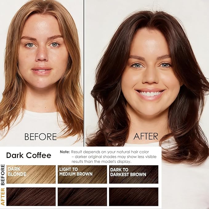 Hair Dye Shampoo 3 in 1 for Women Men, 100% Gray Coverage Root-to-Tip Coloring & Care, Long-Lasting Hair Color Shampoo with Natural Extracts, Easy Home Use for All Hair Types 16.9 fl oz (Dark Coffee)