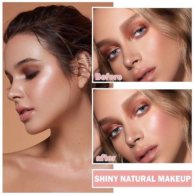 Face Shimmer Highlighter Palette, 1.0 Ounce, Pearl White+Fairy Pink, Long-Lasting, Shimmery, Powder, Unisex, Palette, Mixed Colors