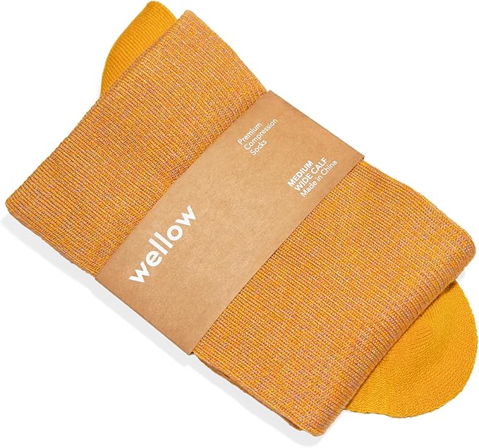 Wellow Wide Calf Compression Socks, Knee High Support, Fit for Men & Women, 18-25 mmHg, Made with Viscose from Bamboo