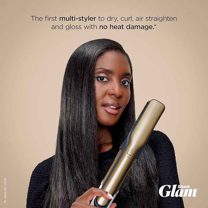 Shark Glam Hot Tool Air Styling Drying System, with Silki Straightener & Glossi Glosser, for Drying, Curling, Straightening & Glossing with Diffuser, Starlight Dream, HD6042SPL