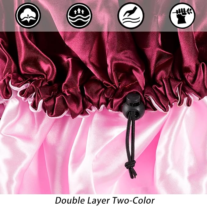 Satin Silk Bonnet For Curly Hair Bonnet Braid Bonnet For Sleeping Bonnets For Women Large Double-layer Adjustable
